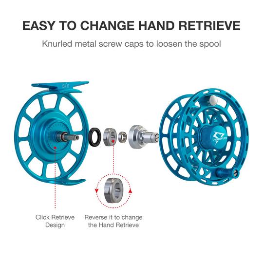 PLATTE Fly Fishing Reel Large Arbor Fly Reel Blue