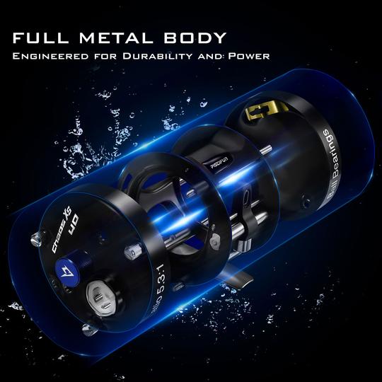 Chaos XS Round Baitcasting Reel, Saltwater Fishing Casting Reels for Catfish, Musky, Bass, Pike