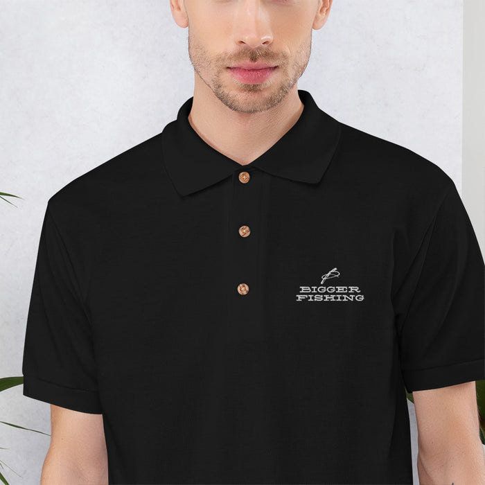 Embroidered 'Bigger Fishing' Polo Shirt