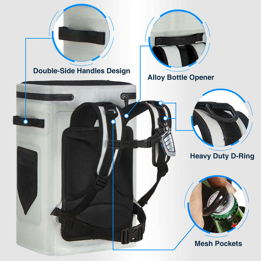 Polar X Insulated Cooler Backpack - Waterproof & Leakproof Soft Cooler Bag