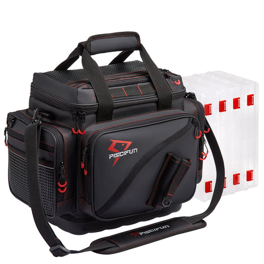 Water Resistant Travel Pro Fishing Tackle Bag with 4 Trays