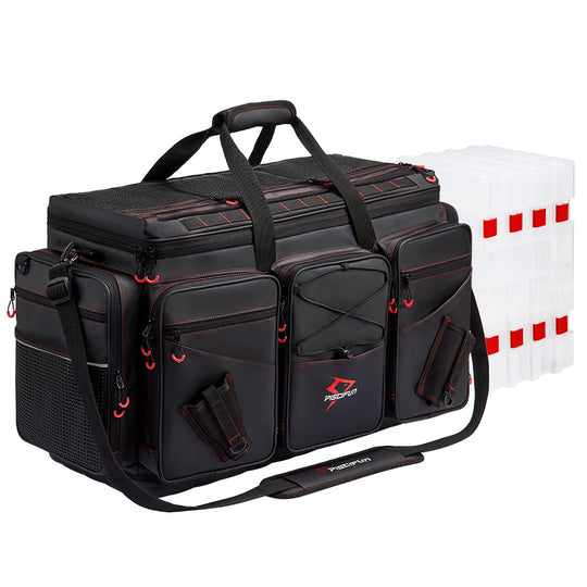 Water Resistant Travel Pro Fishing Tackle Bag with 4 Trays