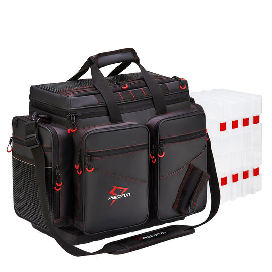 extra large fishing tackle bag Water Resistant Travel Pro Fishing Tackle Bag with 4 Trays — Bigger Fishing