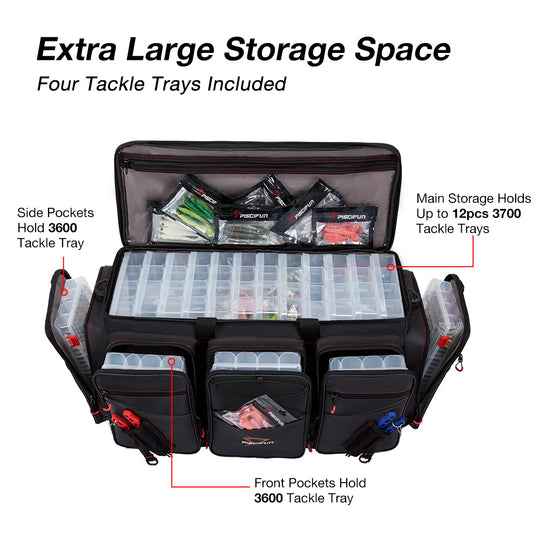 Water Resistant Travel Pro Fishing Tackle Bag with 4 Trays — Bigger Fishing Water Resistant Travel Pro Fishing Tackle Bag with 4 Trays — Bigger Fishing