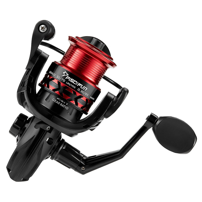  Flame Spinning Reels, Lightweight 9+1BB Ultra Smooth  Spinning Fishing Reels, Carbon Fiber 198Lbs Max Drag, 4000, Red
