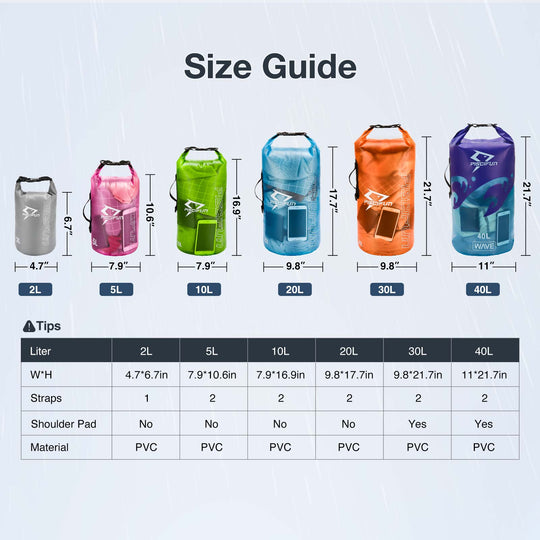 Waterproof Dry Bag with Phone Case - Transparent Dry Bag