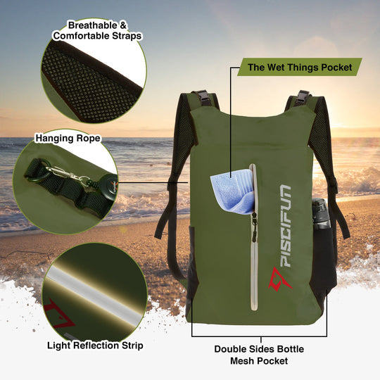 Waterproof Dry Bag, Floating Dry Backpack Keeps Gear Dry with Waist Pouch and Phone Case
